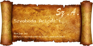 Szvoboda Acicét névjegykártya